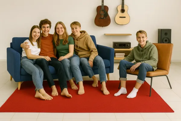 Teppich Bingo 1P15 im Wohnraum, maßgefertigt